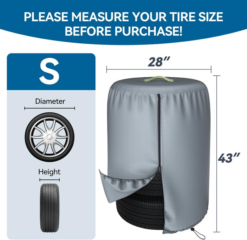 Tuszom Durable 600D Tire Storage Bag,Large Tyre Dust Protective Cover with Waterproof Zipper, Spare Stack Storage Tire Cover for Indoor/Outdoor Use,Universal Fits Trucks,SUV,Jeep,Car,Trailer,RV,Camper Wheels - Image 5